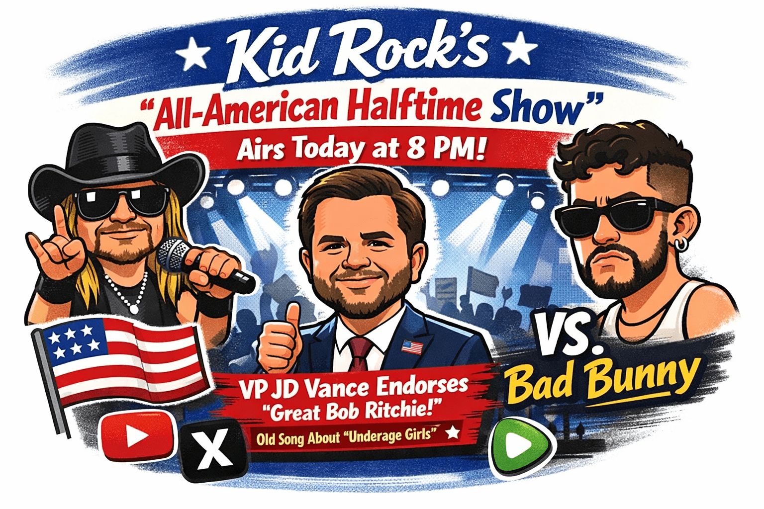 Kid Rock Halftime Show Live Tonight: Vance Endorses Amid Song Backlash